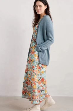Blue Hills Border V-Neck Floral Dress