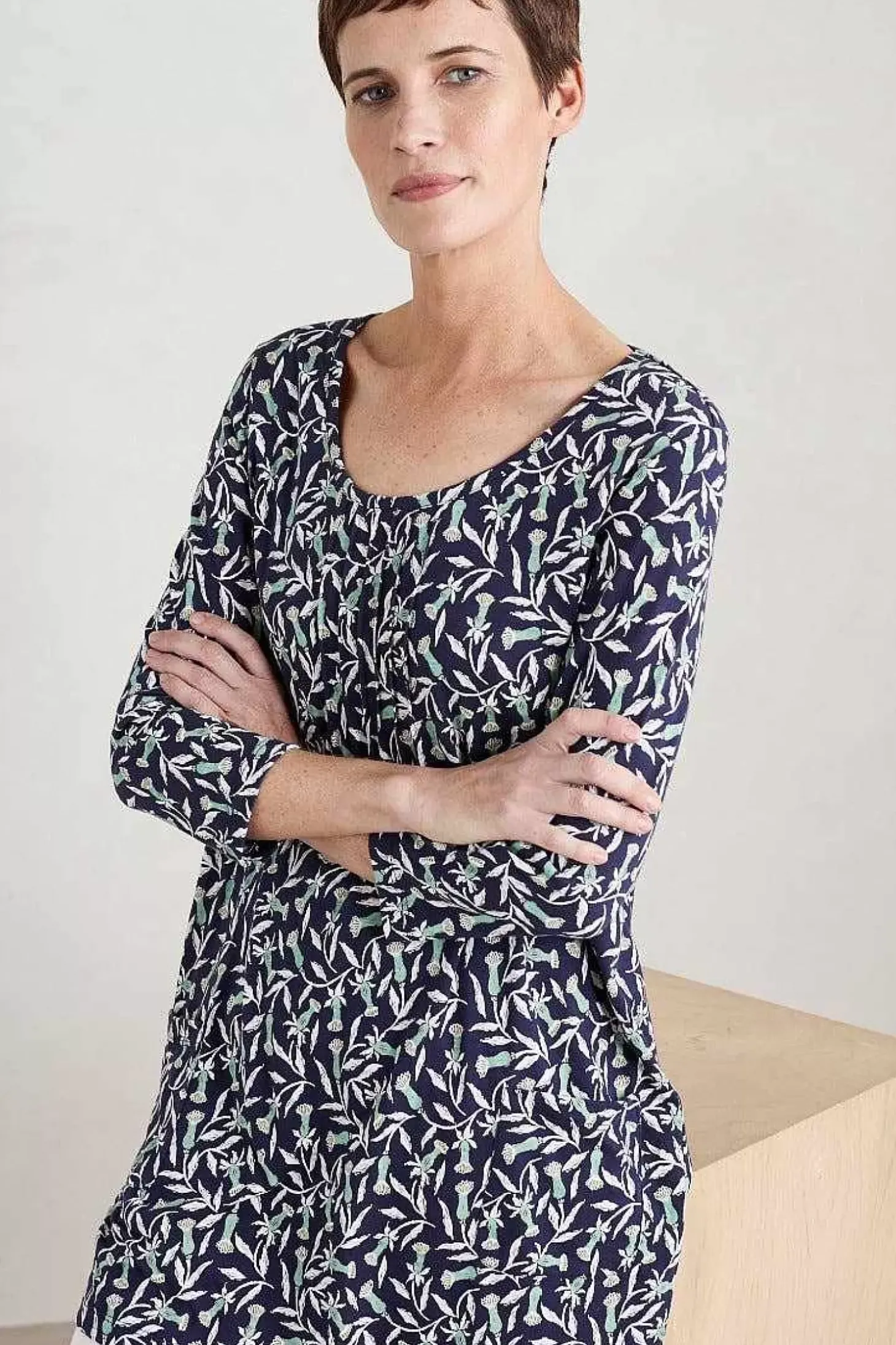 Busy Lizzy 3/4 Sleeve Slub Jersey Tunic