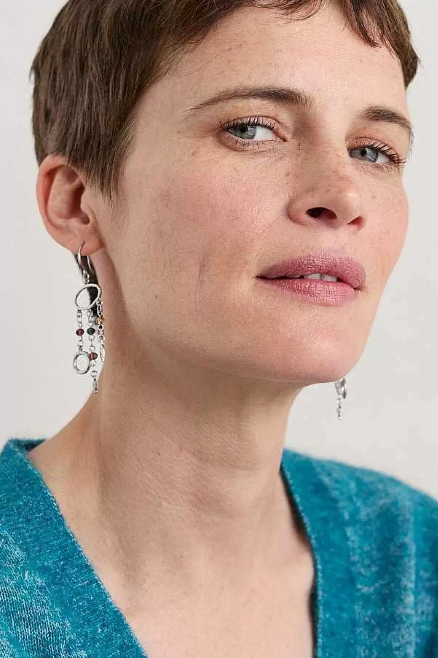 Chy Silver Tone Charm Earrings