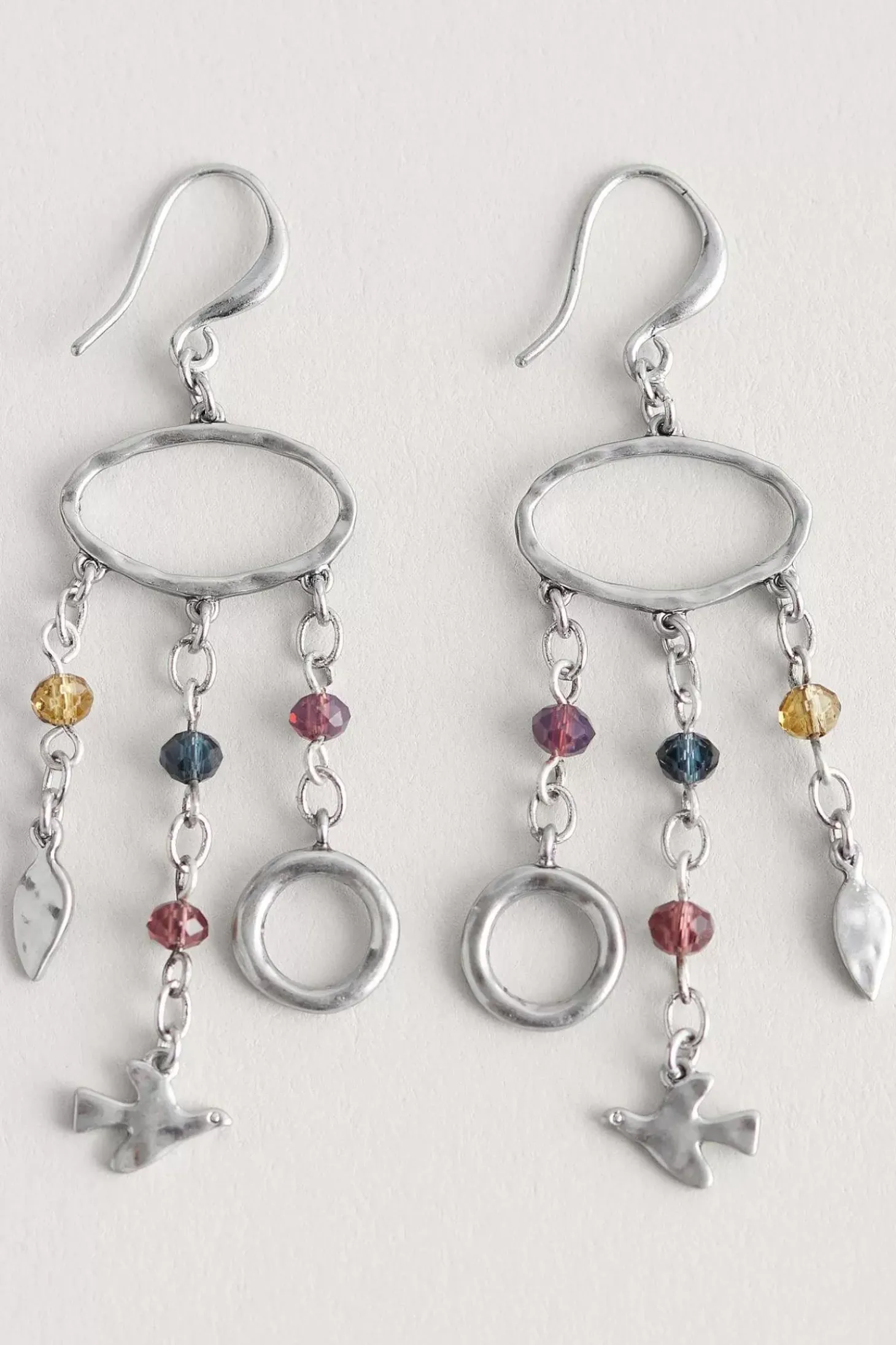 Chy Silver Tone Charm Earrings