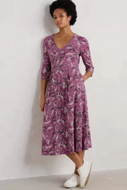 Helena V-Neck Jersey Midi Dress (Gots)