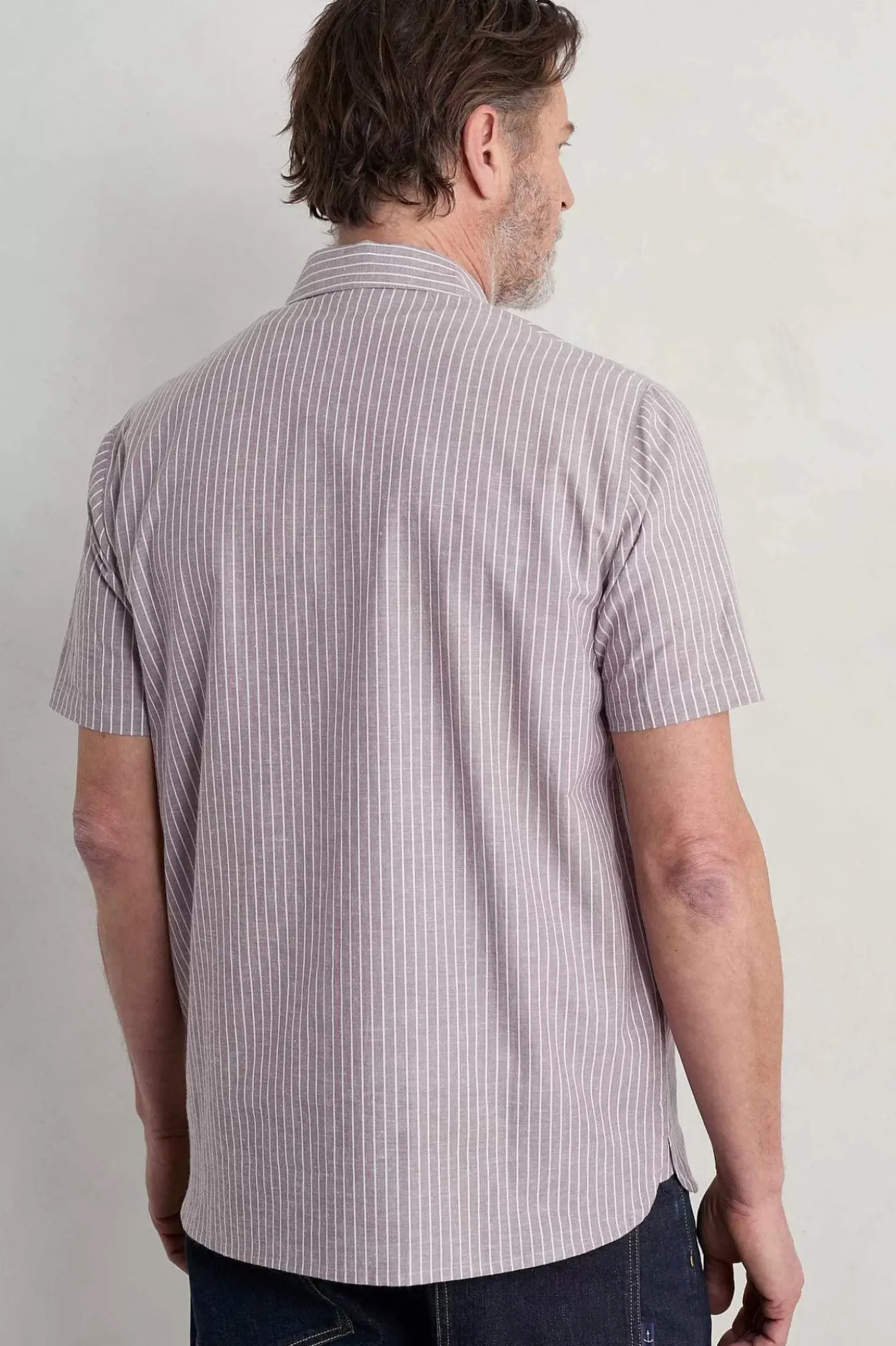 Men's Blue Heron Striped Short Sleeve Shirt