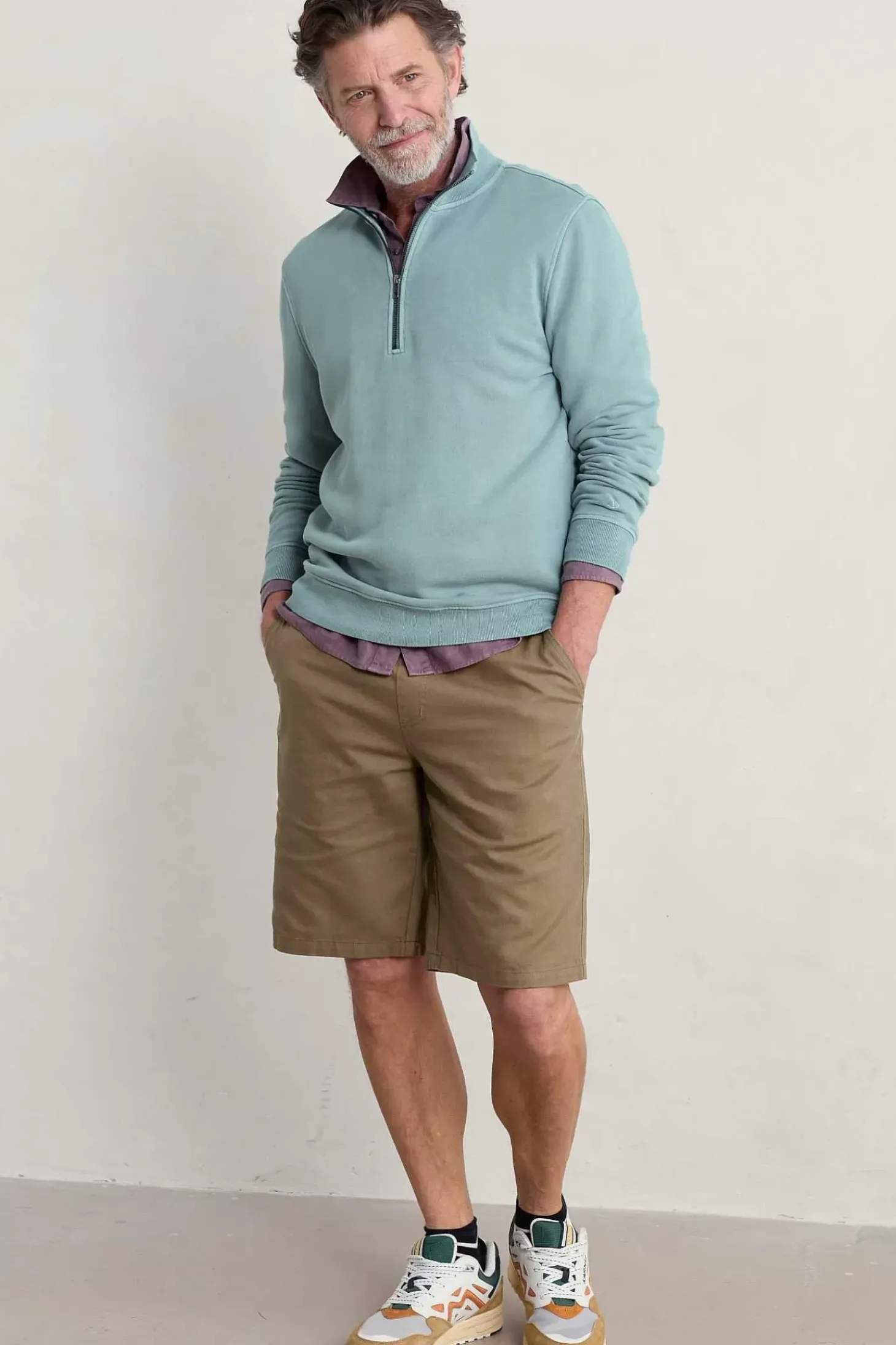 Men's Wood Moss Quarter Zip Sweatshirt