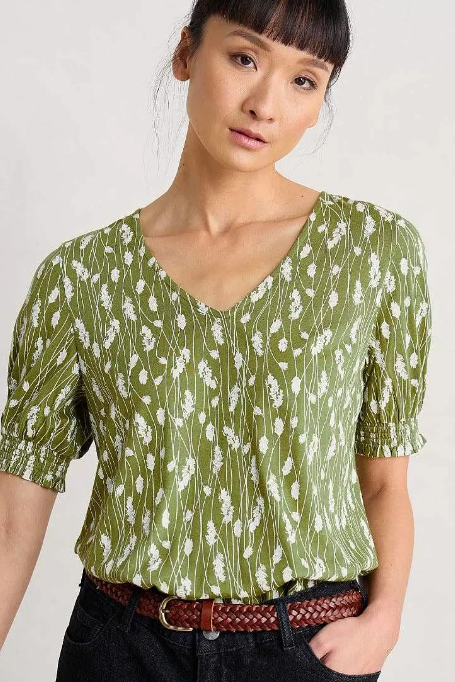 Rosehip V-Neck Jersey Top