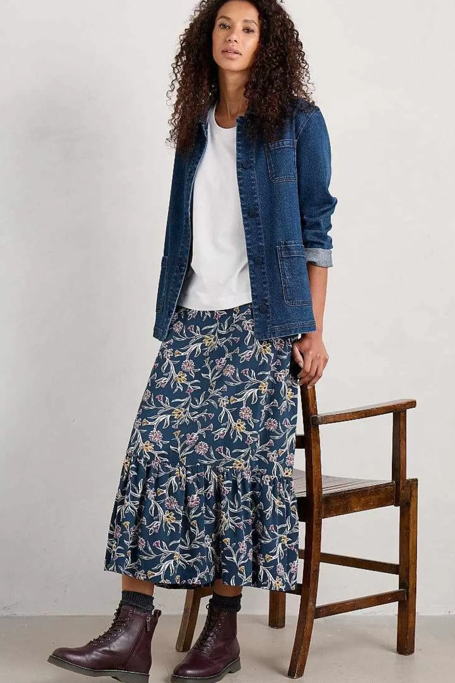 Wildflower Field Tiered Midi Skirt